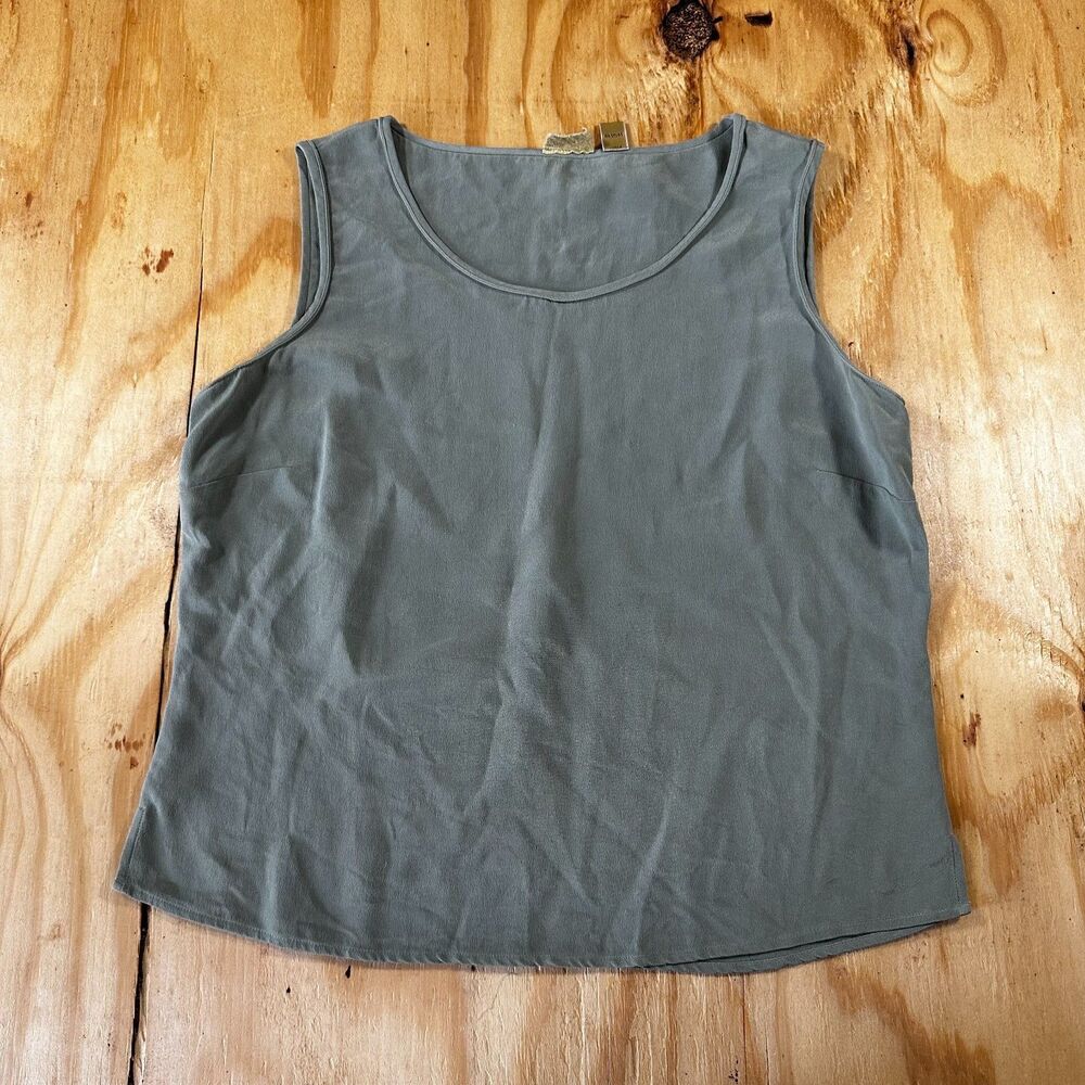 Caslon Sage Green 100% Silk Tank Top M